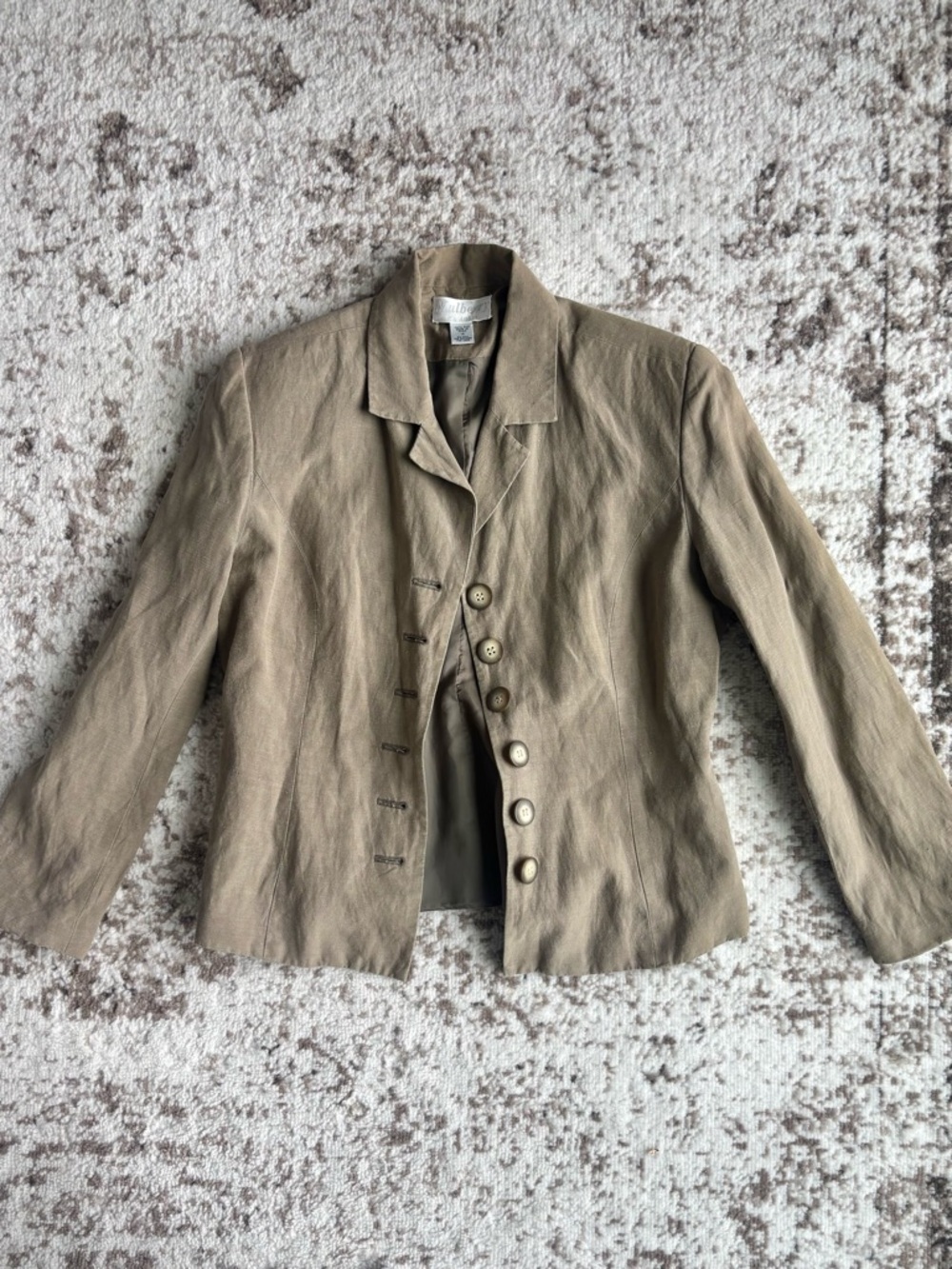 Vintage Mulberry 100% Silk Khaki/Olive Tailored Button Jacket - Picture 3 of 9